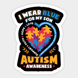 Autism Awareness I Wear Blue for My Son Sticker